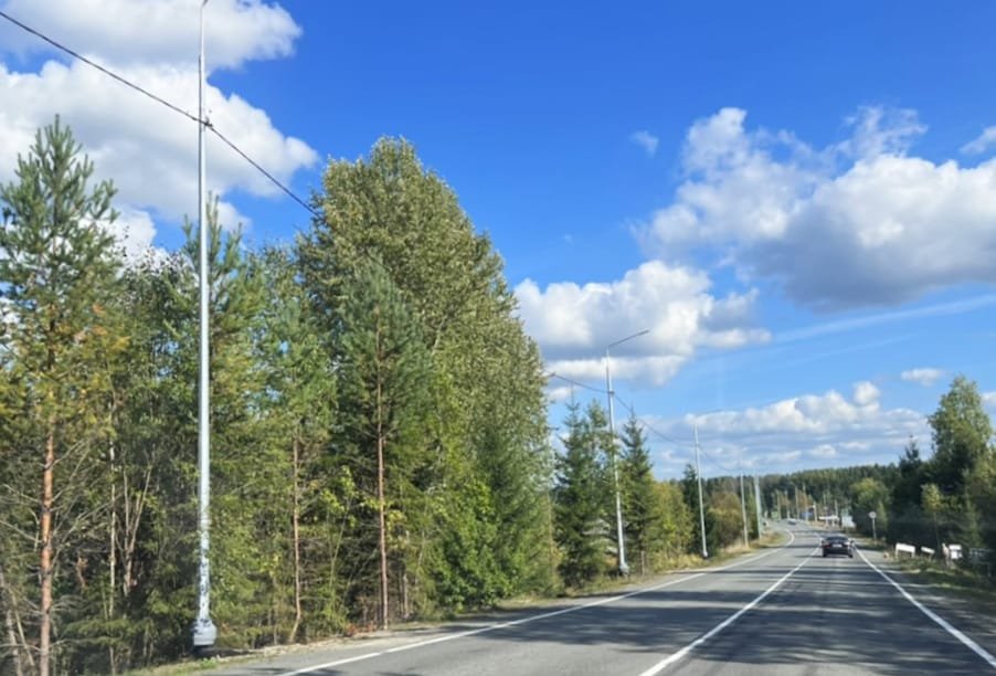 6 км линий освещения установлено на трассе Петрозаводск – Суоярви